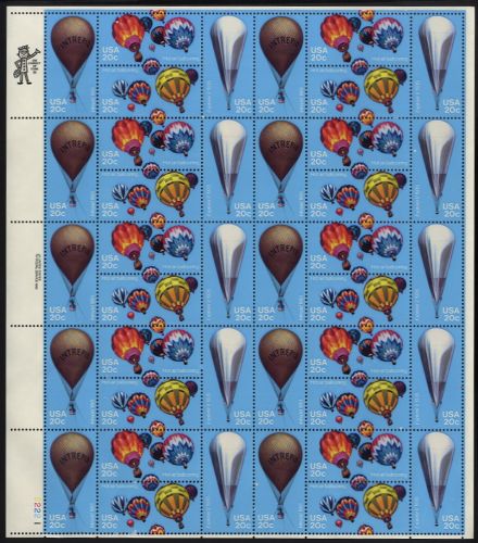 USA 1617-1620 postfrisch, ZD-Bogen FN 22221 - Ballons - Luftfahrt