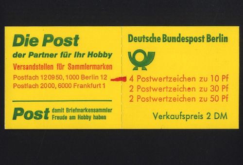 Berlin, Markenheftchen MH 10 a II mZ Zählbalken postfrisch - Burgen & Schlösser