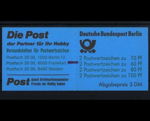 Berlin, Markenheftchen MH 15 mZ Zählbalken postfrisch - Sehenswürdigkeiten 1989