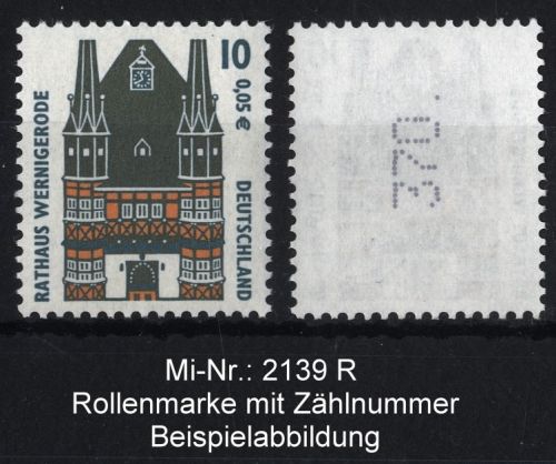 Bund, Michel Nr. 2139 R postfrisch Rollenmarke mit Nr.