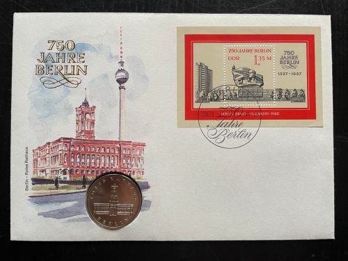 DDR Numisbrief 5 Mark Rotes Rathaus | 750 Jahre Berlin 1987 | Worbes 47