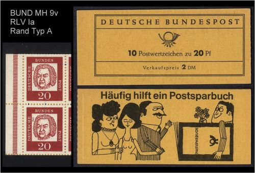 Bund, Markenheftchen MH 9 v RLV Ia Typ A postfrisch - SELTEN!