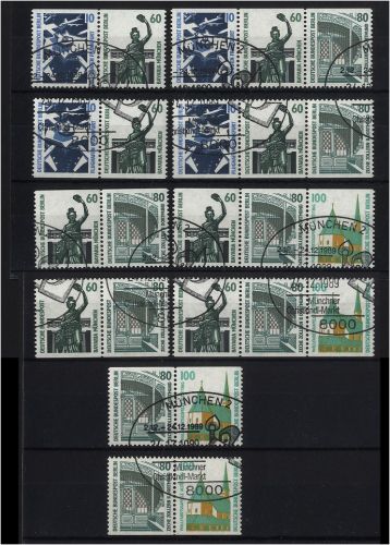 Berlin, Zusammendrucke W89-W98 aus H-Bl. 23 / MH 15 gestempelt