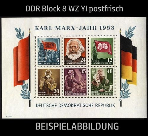 DDR, Block 8 A YI postfrisch - Marx-Block gezähnt