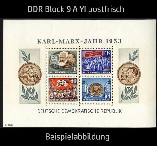 DDR, Block 9 A YI postfrisch - Marx-Block gezähnt
