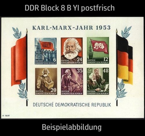 DDR, Block 8 B YI postfrisch - Marx-Block ungezähnt
