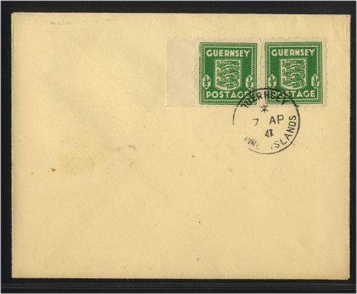 1941 Dt. Besetzung II. WK Kanalinsel Guernsey Nr. 1 d MeF auf Brief FDC