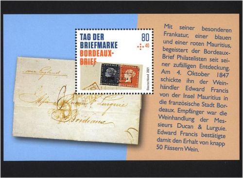 Bund, Block 88 postfrisch - Tag der Briefmarke 2021 - Bordeaux-Brief