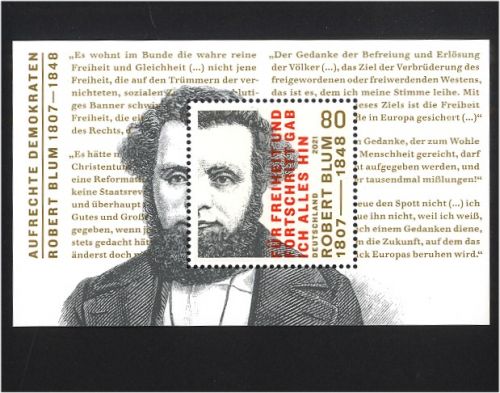 Bund, Block 89 postfrisch - Aufrechte Demokraten – Robert Blum