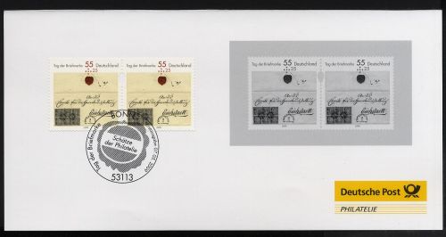 Bund 2735 Sr/Sl Zdr. gestempelt ESST BONN - Tag der Briefmarke Eichstätt-Brief
