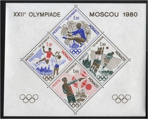 Monaco Sonderblock 1415-18 postfrisch Olympia 1980 Moskau