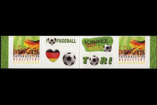 Bund Herzstück aus MH 88 - MiNr. 2936 Zwischenstegpaar - Fussball Deutschland