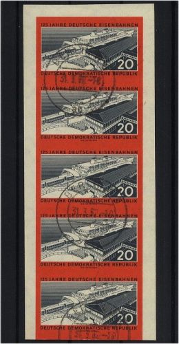 DDR, MiNr. 805 B Oberrand 5er-Steifen gestempelt BERLIN W8