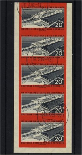 DDR, MiNr. 805 B Unterrand 5er-Steifen gestempelt BERLIN W8