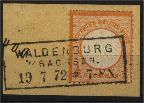 Dt. Reich Brustschild Nr. 3 gestempelt, 1/2 Gr. kl. Schild, K3 WALDENBURG