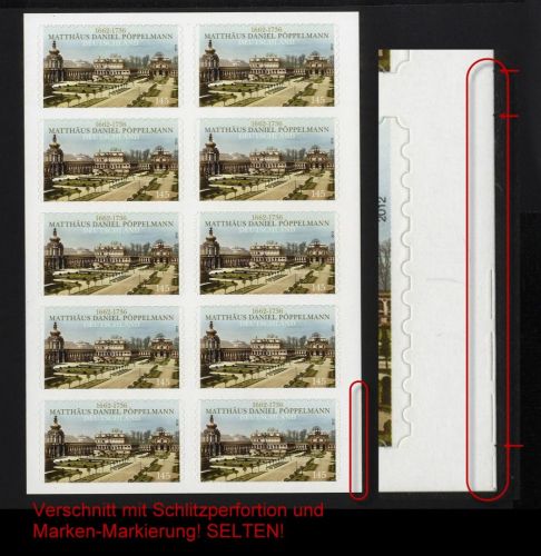 Bund Folienblatt 19 postfrisch - Abart Verschnitt Schlitzperforation rechts unten