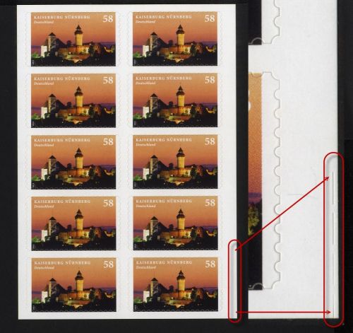 Bund Folienblatt 25 postfrisch - Abart Verschnitt Schlitzperforation rechts unten