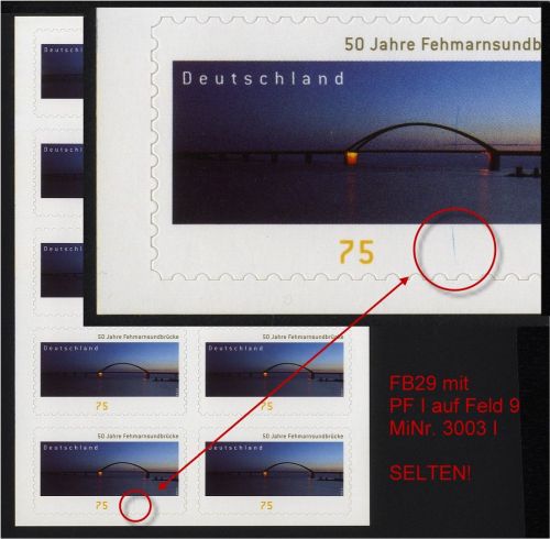 Bund Folienblatt 29 mit PF PLF I postfrisch - Plattenfehler 3003 I
