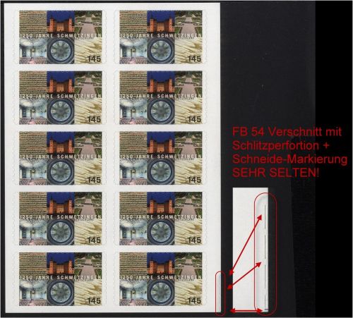 Bund Folienblatt 54 postfrisch - Abart Verschnitt Schlitzperforation + Markierung