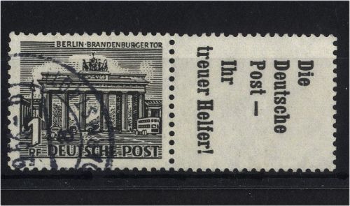 Berlin, Zusammendruck W37 gestempelt - Bauten Zierfeld 1+R7