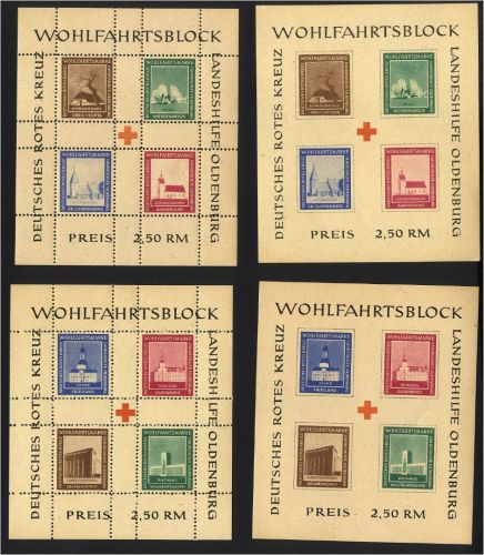 Lokalausgaben Oldenburg Block I A/B und II A/B postfrisch
