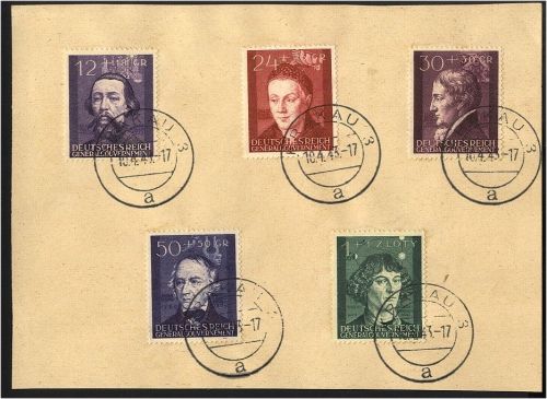 Generalgouvernement, Michel Nr. 96-100 gestempelt - KRAKAU 1943