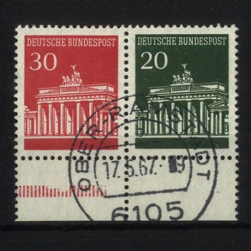 Bund, Zusammendruck W 25.2 UR Unterrand gestempelt Ober-Ramstadt