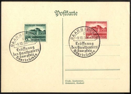 Deutsches Reich Nr. 673-674 FDC Saarbrücken - Gautheater Saarpfalz