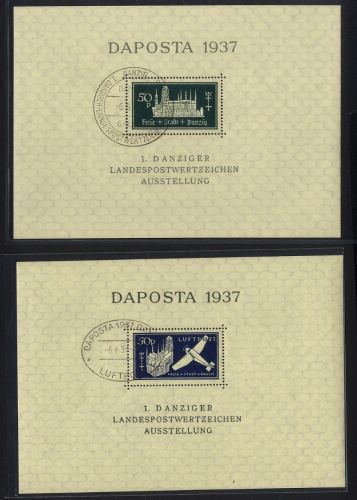 DANZIG Block 1 + 2 gestempelt Luftpost - Blockpaar DAPOSTA 1937
