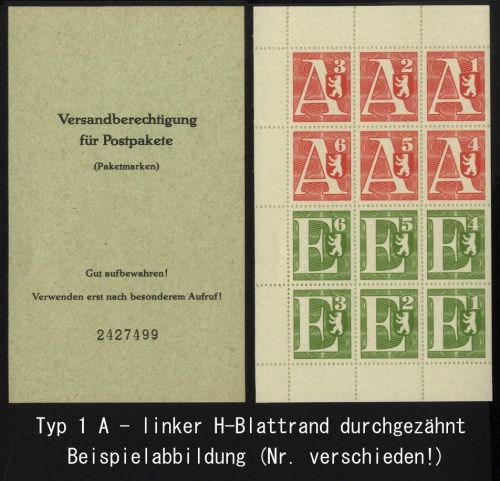 Berlin, Markenheftchen MH PZ I A - Paket-Zulassungsmarken postfrisch