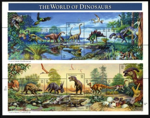 USA 1997 - Zusammendruck Bogen MiNr. 2814-2828 postfrisch Dinosaurier / MNH