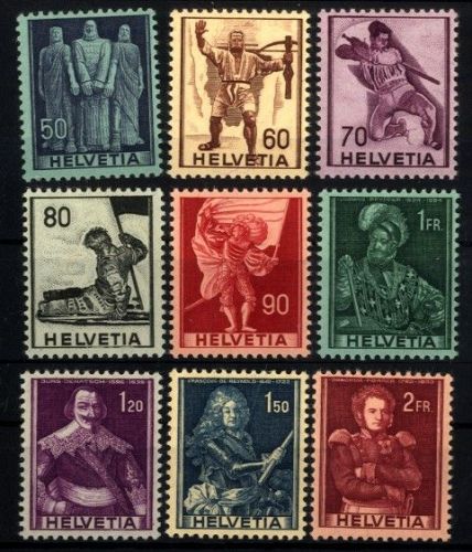 Schweiz 1941 - MiNr. 377-385 postfrisch - Historische Darstellungen