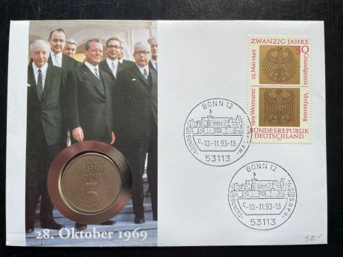 DDR Numisbrief 5 M 1993 | 28.Oktober 1969 | Worbes 205