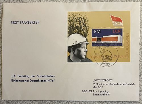 DDR, Block 45 FDC Großumschlag (Buchexport) - Parteitag der SED