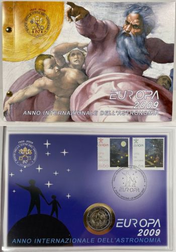 Vatikan 2 Euro 2009 Numisbrief im Folder - Astronomie - Papst Benedikt XVI