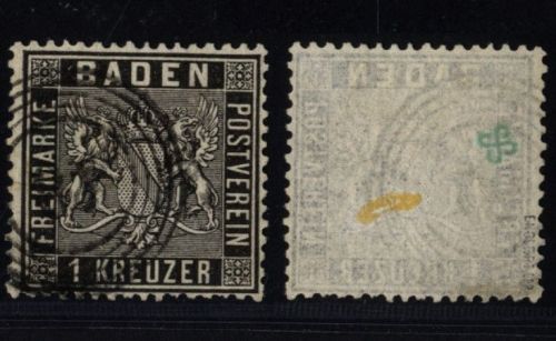 Baden 1 Kreuzer 1860 - Michel Nr. 9 gestempelt - geprüft Englert BPP