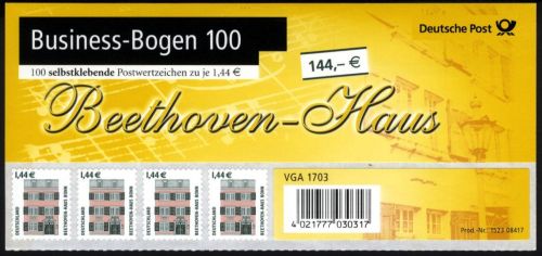 Bund MiNr. 2348 Deckblatt 100er Business-Bogen Beethoven-Haus Bonn selbstklebend