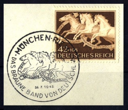 Deutsches Reich 815 gestempelt SST MÜNCHEN RIEM Braunes Band 1942