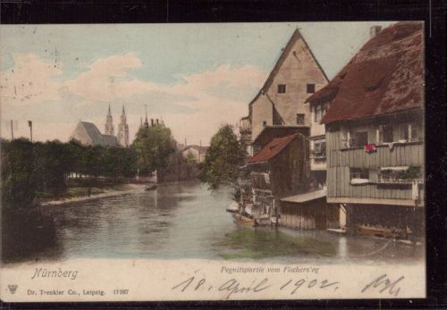 AK 8500 NÜRNBERG -Petnitzpartie am Fischersteg - 1902 echt gelaufen nach Ernstthal