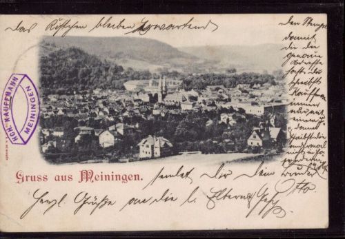 AK O-6100 / 98617 Gruß aus Meiningen HCH. Kauffmann - 1900 echt gelaufen