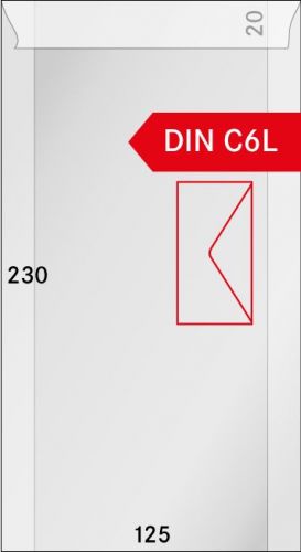 500 Pergamintüten 125 x 230 mm + 20 mm Klappe