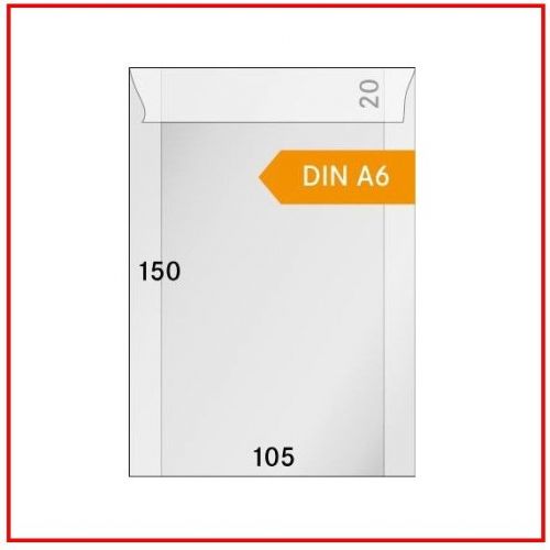 500 Pergamintüten 105 x 150 mm + 20 mm Klappe