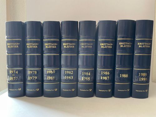BUND / BRD 1974-1990 ETB Sammlung in 8 bauen Post Alben komplett - Ersttagsblätter