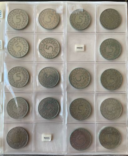 18 x 5 DM Silberadler 1951-1959 komplett MIT 1958 J ! - Heiermann