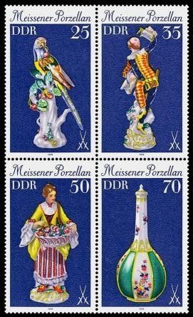 DDR, MiNr. 2468-2471 Viererblock postfrisch - Meissener Porzellan
