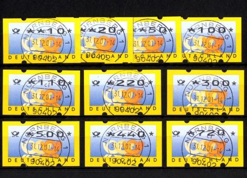 Bund, ATM 3.3 VS2 / TS2 gestempelt - Vollstempel Nürnberg 31.12.2001