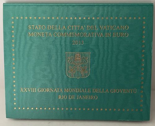 Vatikan 2 Euro 2013 Gedenkmünze im Folder - XXVIII Weltjugendtreffen Rio de Janero