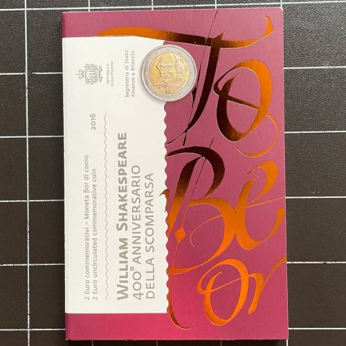 San Marino 2 Euro 2016 - William Shakespeare - Original im Blister OVP