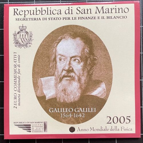 San Marino 2 Euro 2005 - Galileo Galilei - Original im Blister OVP