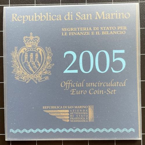 SAN MARINO Kursmünzensatz KMS 2005 mit 5 Euro Silber im original Folder (8,88€)